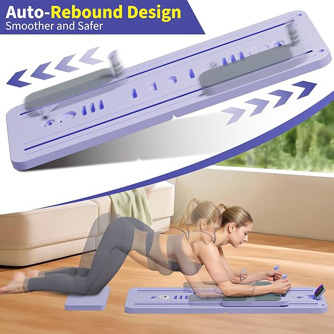 Pilates Reformer Set, ESBANY Pilates Board with Phone Holder, Multi-Purpose Foldable Pilates Reformer Machine, Portable Home Pilates Slider Board Equipment for Home Workout, Fitness, Exercise, Abs-StrideForce Fitness
