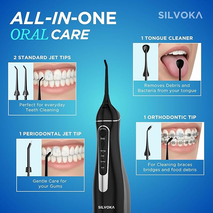 Water Flosser for Teeth, Cordless Oral Irrigator, Portable Dental Flosser with 300ML Tank, 4 Cleaning Modes, IPX7 Waterproof, Rechargeable Water Floss Pick for Braces, Gum Care & Travel