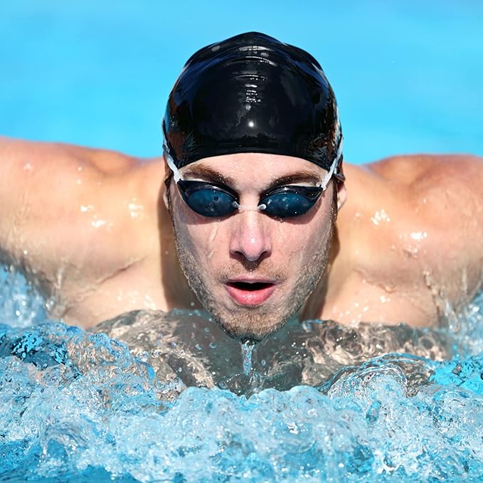 Syhood 6 Pieces Unisex Adult Silicone Swim Cap Waterproof Swimming Hat Non Slip Pool Hat Elastic Silicone Cap for Long and Short Hair-StrideForce Fitness