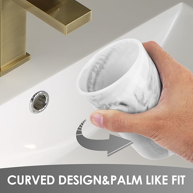 Ceramic Toothbrush Holder & Toothbrush Cup with Diatomite Tray for Bathroom, Bathroom Tumbler Cups Reusable Toothbrush Mouthwash Cup, Shower Counter Storage Organizer (Grey)