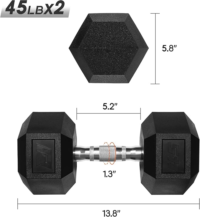 RitFit 5-650 LBS PVC Encased Hex Dumbbell Sets with Optional Rack for Home Gym, Hand weight with Chrome Handle for Strength Training, Workouts-StrideForce Fitness