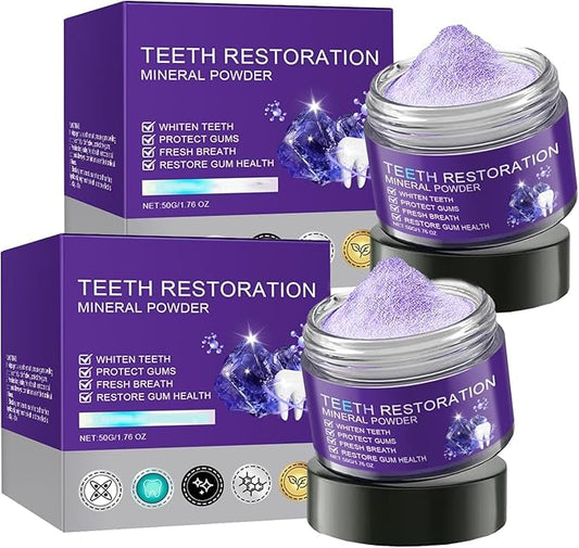 2PCS Purple Teeth Restoration Mineral Powder, Mineral Tooth Powder, Dental Restoration Mine RAL Po wder, in Strengthening Teeth and Gums, Protect Gums and Freshen Breath 2pcs