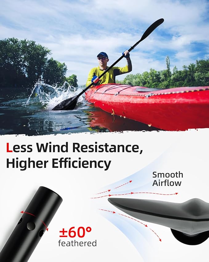 Abahub Adjustable Kayak Paddle 210-230 cm/ 230-250 cm Floating Kayaking Oars Boating Oars Canoeing Oars Black-StrideForce Fitness