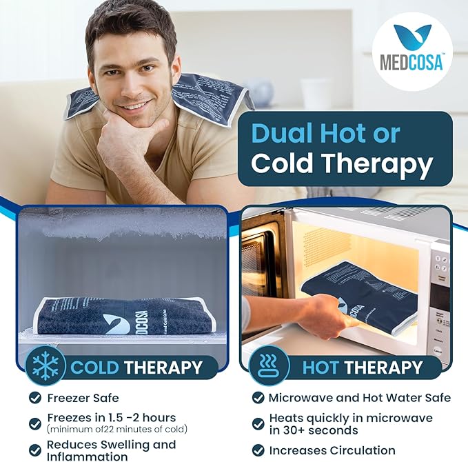 Medcosa Large Gel Ice Pack | Flexible Hot or Cold Pack | Reusable Cold Packs for Injuries, Knee, Back, and Shoulder Pain Relief, Inflammation, Post-Op and More-StrideForce Fitness