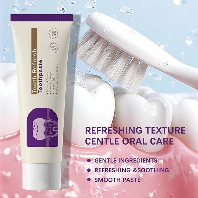 Tooth Refresh Toothpaste, Fresh Breath Whitening Toothpaste, Natural Oral Care & Enamel Repair, Helps Remove Coffee, Tea & Wine Stains, 3.52 oz Fresh Minty Gel, Pack of 2 (2)