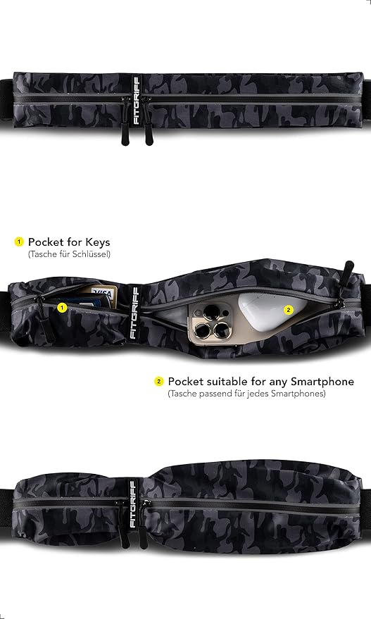 Fitgriff® Running Belt for Men & Women - Secure Jogging Pouch for Phone, Keys & Essentials - For All Cell Phones-StrideForce Fitness