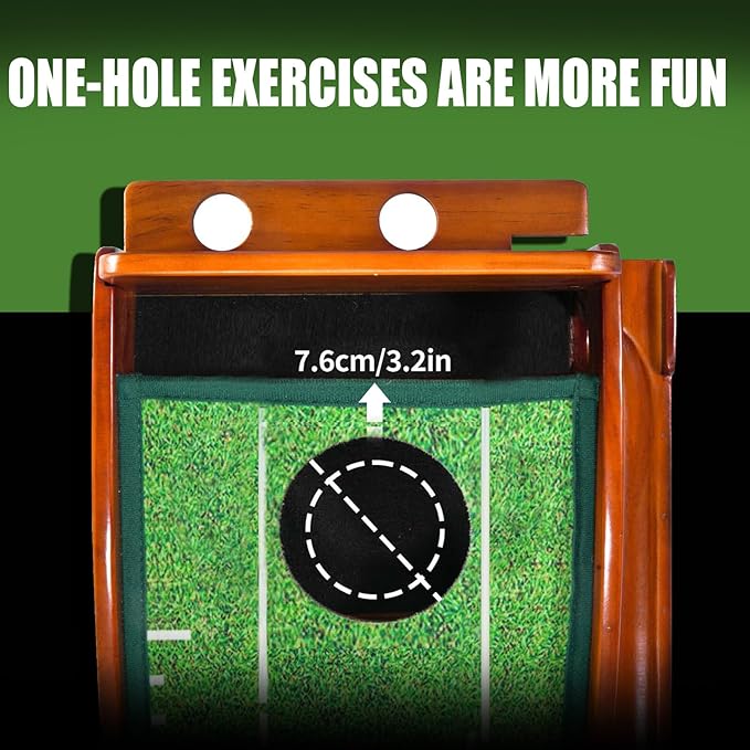 GimYaa Golf Putting mat Green Indoor and Outdoor with Auto Ball Return,Game Practice Golf Gifts for Home, Office, Backyard Indoor Golf and Outdoor Use, Crystal Velvet Mat-StrideForce Fitness