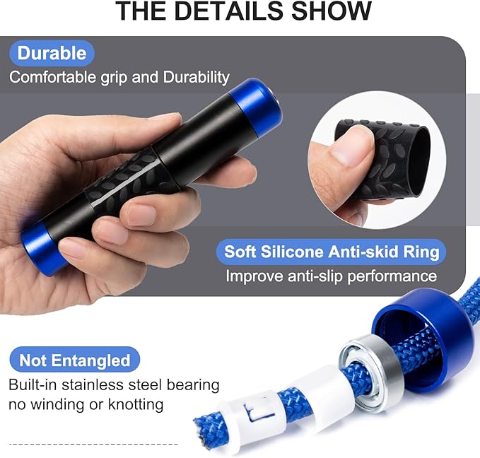 1LB Weighted Jump Ropes for fitness Women Men, Aluminum Handles for MMA, Boxing, CrossFit, Weight-loss Workouts, Tangle-Free Ball Bearing Rapid Speed Skipping Jump Rope with Adjustable 9mm Cotton & PVC Cord-StrideForce Fitness