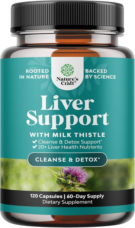 Liver Cleanse Detox & Repair 120 Capsules - Herbal Liver Support Milk Thistle Supplement - Silymarin Milk Thistle Supplements with Dandelion Root, Choline, Beetroot & Artichoke Extract-StrideForce Fitness