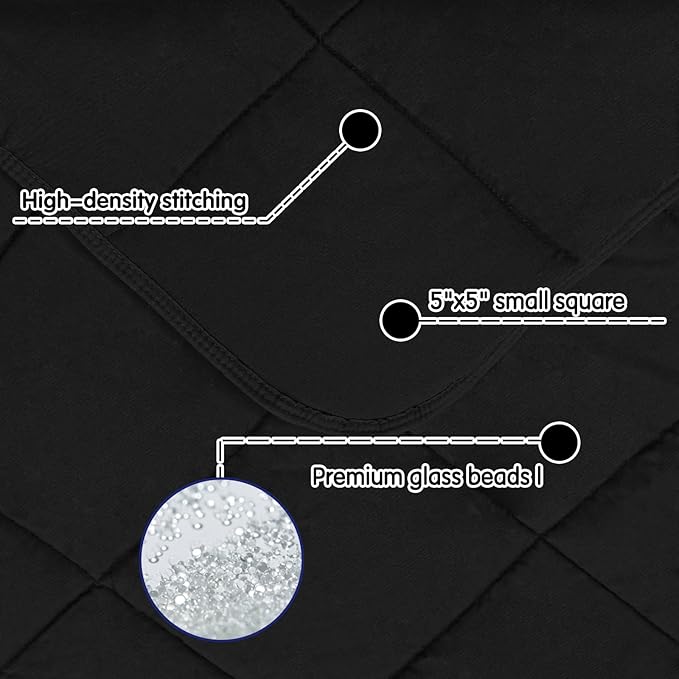 yescool Weighted Blanket (5 lbs, 36" x 48", Black) Cooling Heavy Blanket for Children Aged 5 and Above, 40-60 lbs, Breathable Blanket with Premium Glass Bead, Machine Washable-StrideForce Fitness