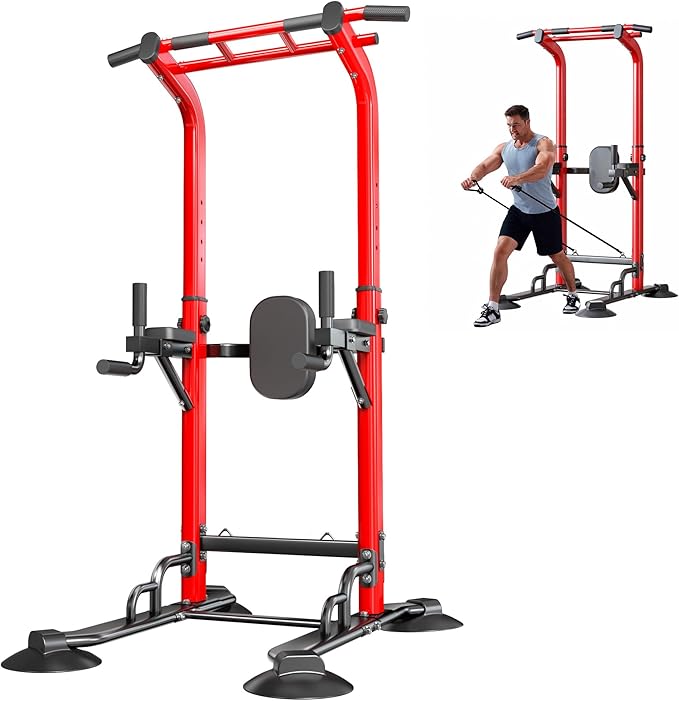 SogesPower Power Tower Pull Up Bar Station, 12-Level Adjustable Multi-Function Pull Up Dip Station for Home Gym, Pull Up Bar Stand Dip Bar Strength Training Fitness Equipment-StrideForce Fitness