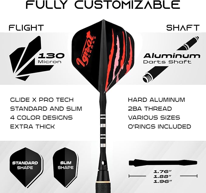 IgnatGames Premium Steel Tip Darts – 3/6/12 Pack Brass Barrels with Aluminum Shafts, 16 GlideXPro Flight Set, Tool Kit & Giftable Case-StrideForce Fitness