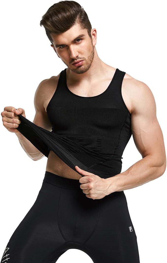GKVK Mens Slimming Body Shaper Vest Shirt Abs Abdomen Slim-StrideForce Fitness
