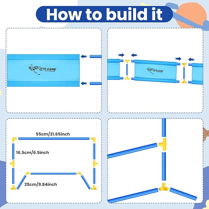 2-in-1 Knee Ice Hockey Set Rink Soccer Ball Indoor Mini Goals Set Include 2 Knee Hockey Sticks, 2 Goals, 12 Side Panels and an Inflatable Soccer Ball-StrideForce Fitness