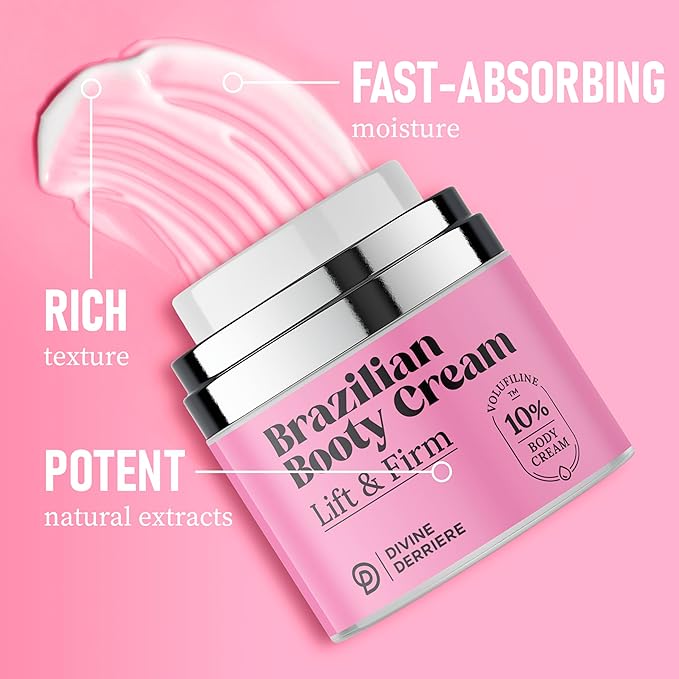 Divine Derriere Brazilian Body Butter Cream, Lift and Firm Body Cream with Volufiline Helps Reduce the Appearance of Cellulite for a Lifted and Firm-looking Derriere, Bum Bum Cream, 50ml-StrideForce Fitness