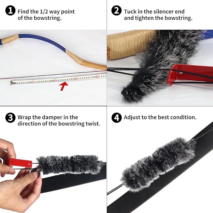 SOPOGER Archery Bow String Silencers - 2 Pair Otter Hide & String Separator Recurve Bow Stabilizer Bowstring Dampener for Longbow Traditional Bow Hunting Shooting Practicing-StrideForce Fitness