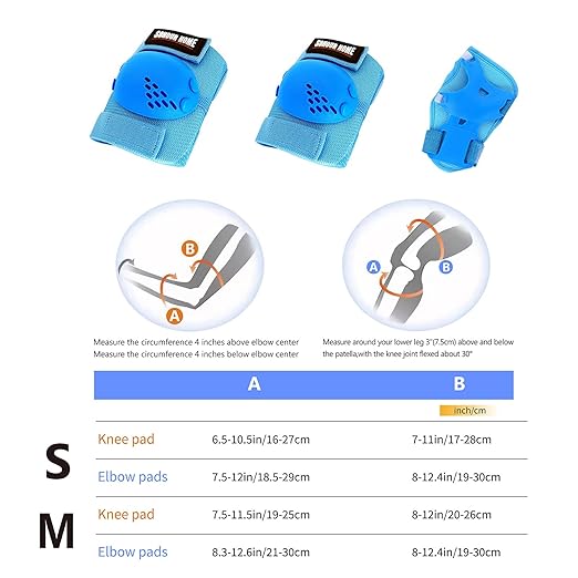 Youth/Kids Knee Pads Elbow Pads Wrist Guards Protective Gear Set 6 Pcs for 3-15 Years Child Roller Skates, Skateboard, Cycling, Inline Skating, BMX Bike, Balance Bike, Scooter Riding and Other Outdoor Sports-StrideForce Fitness