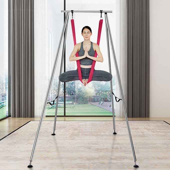 VEVOR Aerial Yoga Frame, 9.67 ft Height Swing Stand, Max 551.15 lbs Load Chrome-Plated Steel Pipe Inversion Yoga Rig for Indoor Outdoor Use-StrideForce Fitness