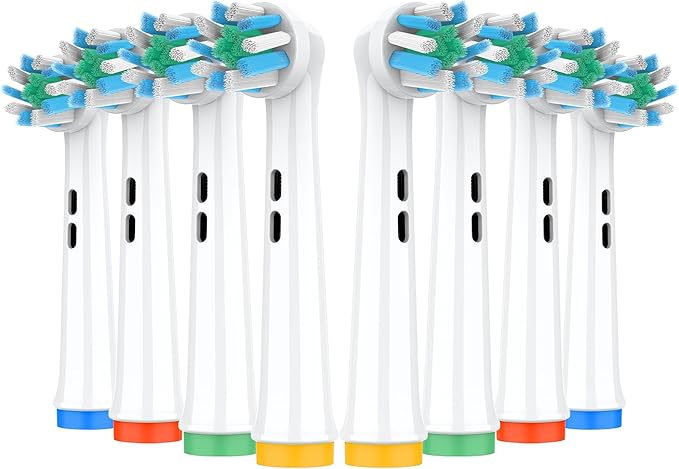 Replacement Heads Compatible with Oral B Electric Toothbrush, Superior Teeth Cleaning with Cross Bristles, 8 Count, White
