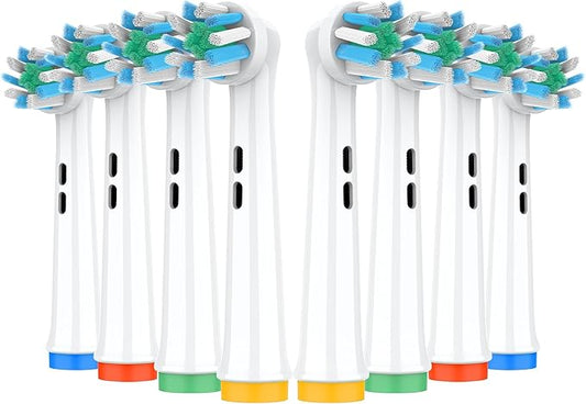 Replacement Heads Compatible with Oral B Electric Toothbrush, Superior Teeth Cleaning with Cross Bristles, 8 Count, White