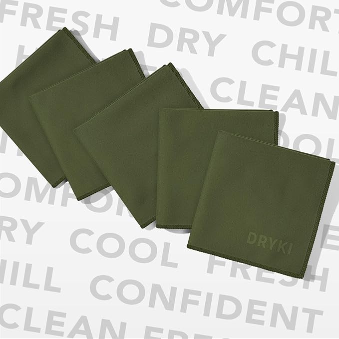 Pocket-Sized Sweat Towels - The Original Sweat Absorbing Handkerchiefs - Quick-Dry Microfiber Sweat Rags for Face, Hands, & Body - Men & Women - Gym, Sports, and Work (Green: 5 Pack)-StrideForce Fitness