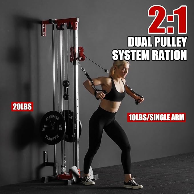 ER KANG Wall Mount Cable Station, Cable Crossover Machine with 18 Positions Dual Pulley System for Home Gym Fitness Equipment-StrideForce Fitness