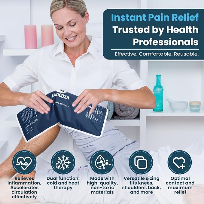 Medcosa Large Gel Ice Pack | Flexible Hot or Cold Pack | Reusable Cold Packs for Injuries, Knee, Back, and Shoulder Pain Relief, Inflammation, Post-Op and More-StrideForce Fitness