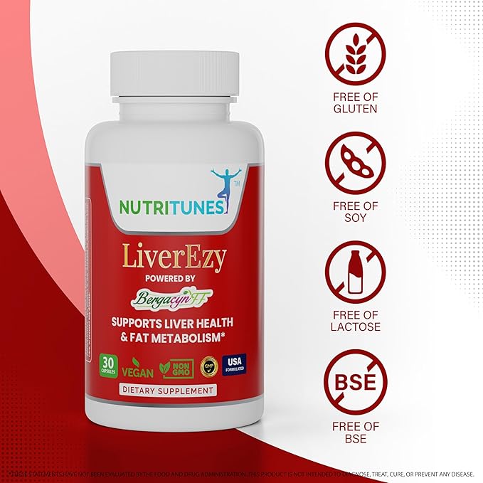 Liver Support Supplement–Supports Detox, Cleansing & Lipid Metabolism – with Bergacyn FF (Bergamot & Artichoke) – 30 LiverEzy Vegan Capsules-StrideForce Fitness