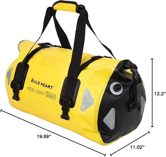 WILD HEART Waterproof Motorcycle Duffel Bag PVC500D Double-bottom With Rope Straps and Inner Pocket 40L 66L 100L for Kayaking, Camping, Boating,Motorcycle-StrideForce Fitness