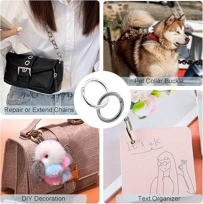 12Pack 1 Inch Spring O Ring Clip Keychain, 4 Colors Round Carabiner Clip Keyrings Snap Hook Buckle for Purse Shoulder Bag Chain Ring Clip Replacement Paracord Keychain Lanyard Leather Repair Hardware-StrideForce Fitness