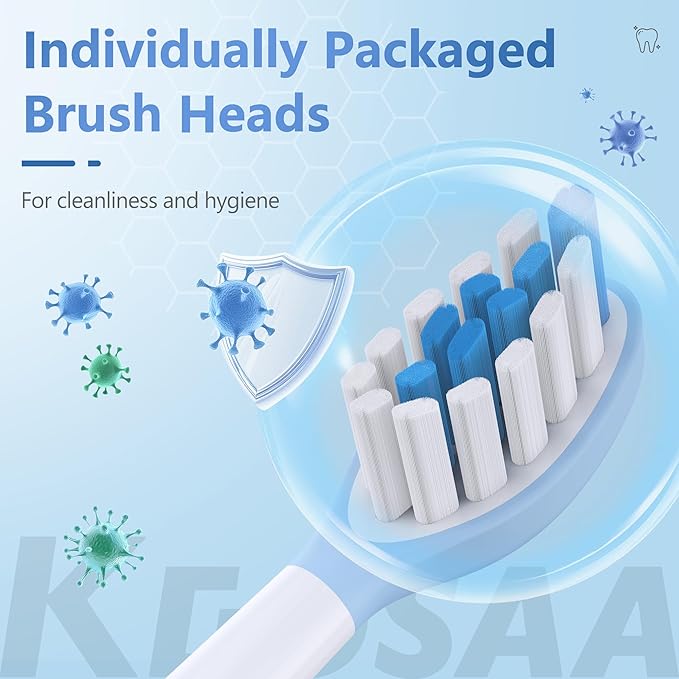 Replacement Toothbrush Heads for Philips Sonicare Electric Toothbrush, 2-in-1 Tongue Cleaner, 10 Pack, Ice Blue,Suitable for Philips Sonicare Heads, C2, C1, C3, W1, W2, W3, G1, G2, G3