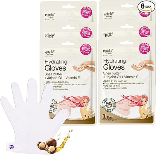Epielle Hydrating Hand Masks 6 Pairs, Deep Moisturizing Gloves for Dry, Cracked Hands, Relieve and Soften with Shea Butter & Jojoba Oil, Korean Skin Care, Spa Set, Self Care Gifts for Women-StrideForce Fitness