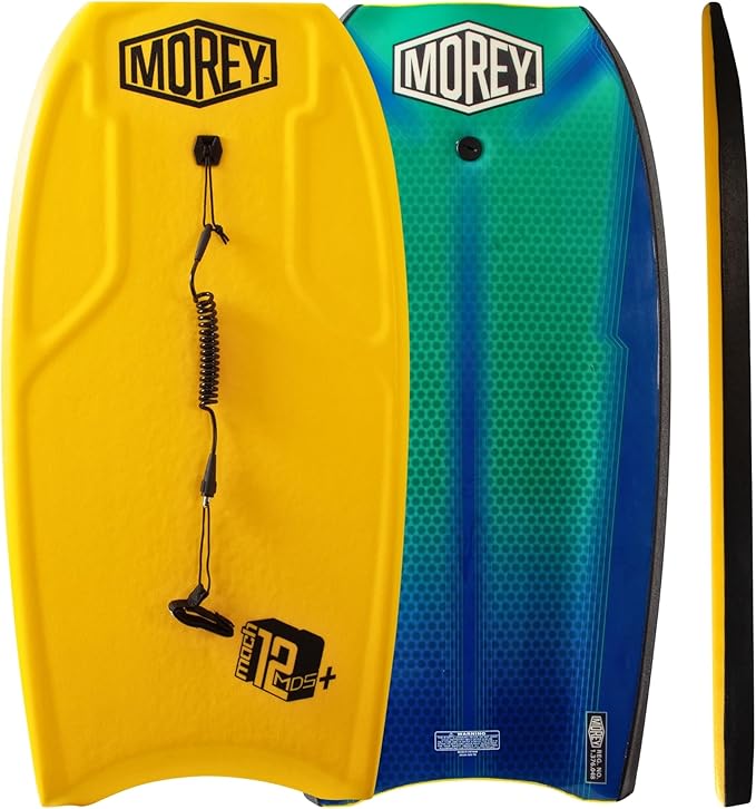 MOREY® Mach 12 MDS, 42.5" Bodyboard. Dynamic Speed Body Boards for Beach, for All Skill Levels, Embedded Fiberglass Stringer, with Coil Leash. Re-Engineered 2025 Model-StrideForce Fitness