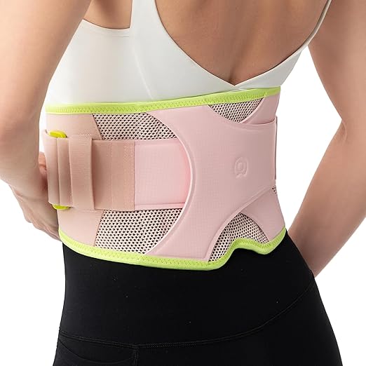Back Brace for Lower Back Pain Relief, 8X Powerful Support System,Lumbar Support Belt for Men & Women Ergonomic 3D knitted Design with Adjustable Strap for Fitness Running Home Pilates Pink M-StrideForce Fitness