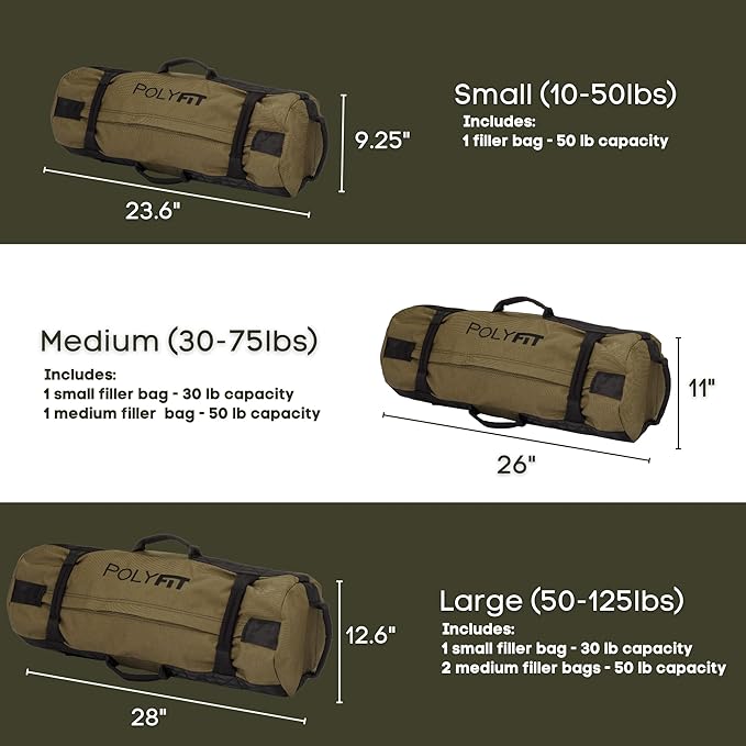 Polyfit Classic Sandbag - Heavy Duty Workout Sandbag for Fitness with 8 Gripping Handles for Sand Bag Weight Training - Multiple Colors & Sizes-StrideForce Fitness
