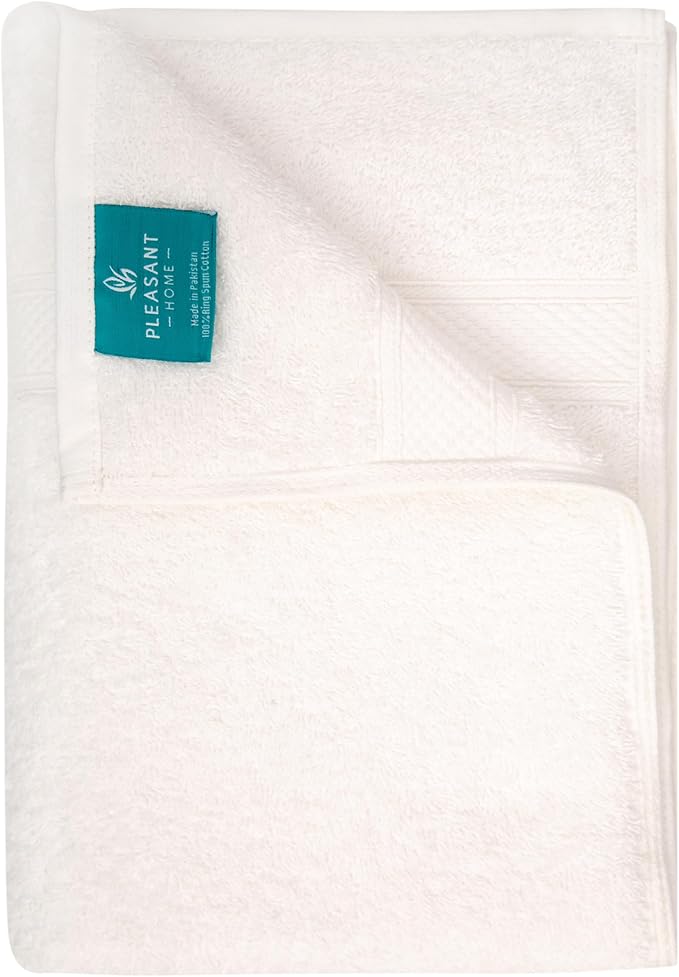 Pleasant Home Bath Towels Set of 6 (24” x 50”) 100% Cotton, 515 GSM | Lightweight, Soft & Absorbent Luxury Towels for Bathroom | for Gym, Pool & Spa | 6 Pack, White-StrideForce Fitness
