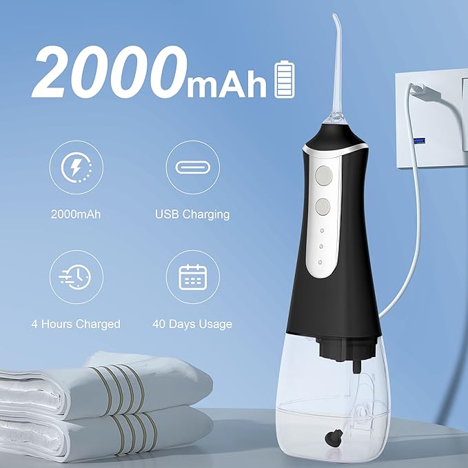 Electric Water Flosser Water Flosser Portable Dental Flosser Oral Cleaning (L10 Black)