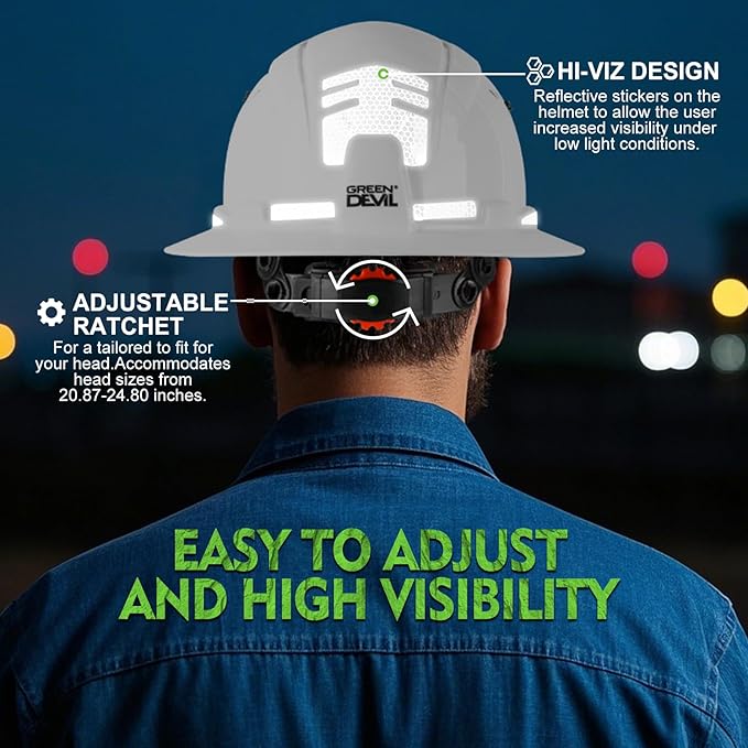 GREEN DEVIL Matrix Full Brim Hard Hat with Headlight Vented Construction Safety Helmet OSHA Approved Cascos De Construccion Work Hardhat for Men&Women-StrideForce Fitness