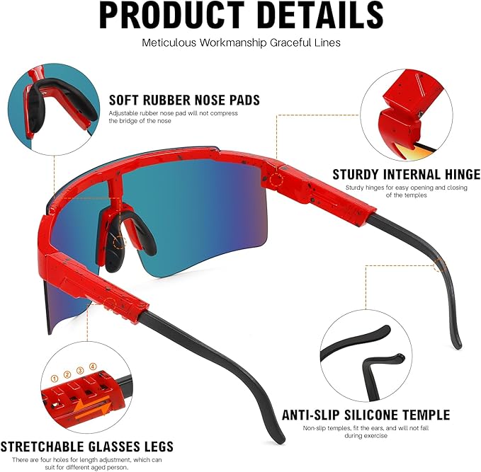 MALIDAK Sports Sunglasses for Mens Women Youth Baseball Sunglasses UV400 Protection Men Cycling Glasses-StrideForce Fitness