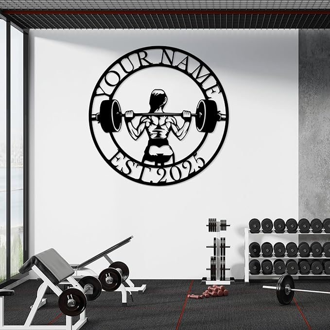Personalized Metal Gym Sign, Custom Fitness Metal Wall Decor, Body Builder Lovers Gift, Gym Custom Unique Metal Wall Art, fitness room decor, home gym decor, gym wall art (Style-4)-StrideForce Fitness