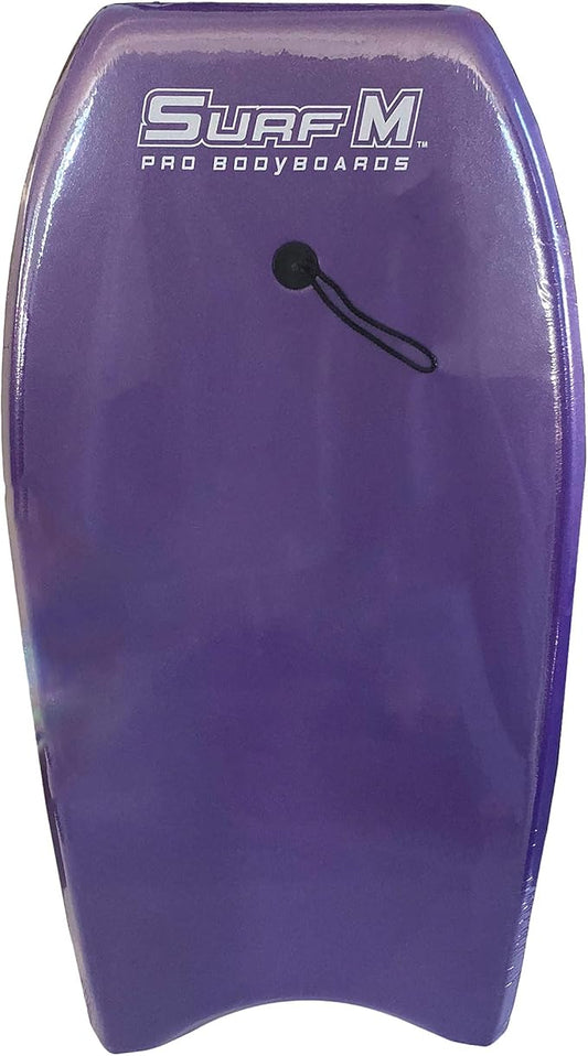 PMU 33 Inch Purple Bodyboard - Lightweight Wrist Leash, Slick Bottom Boards for Beach, Sea & Pool - Surfing Board for Kids, Teens & Adults Wave Conditions Pkg/1-StrideForce Fitness