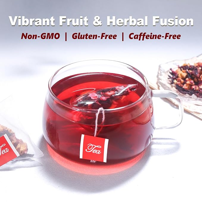 TEARELAE - Cranberry Apple Tea Bags, 35 Count - Premium Cranberry Herbal Blend Tea with Dried Cranberries, Apples, Hibiscus, Rose Petals & Licorice Root - Caffeine-free - Perfect for Daily Refreshment-StrideForce Fitness