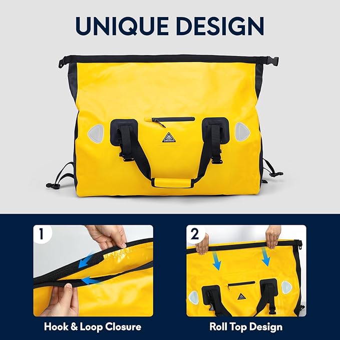 Haimont Waterproof Duffel Bag Roll-top Dry Duffel Bag with Quick-fixed Straps for Motorcycling, Rafting, Boating, SUP, Kayaking, Travel, 50L/70L-StrideForce Fitness
