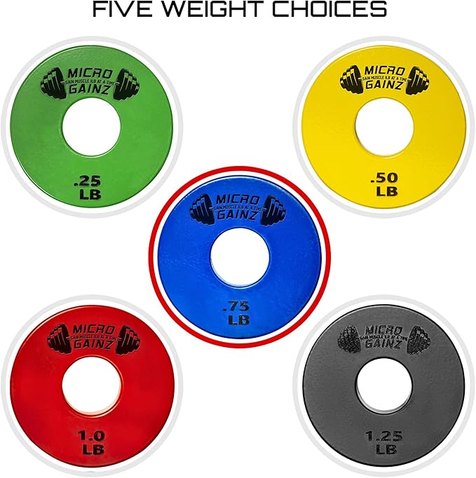 Micro Gainz Standard 1-Inch Center Hole Fractional 2 Pcs Color Weight Plates, Choose (.25LB-1LB) Designed for Standard 1-Inch Dumbbell & Barbell for Strength Training, Made in USA-StrideForce Fitness