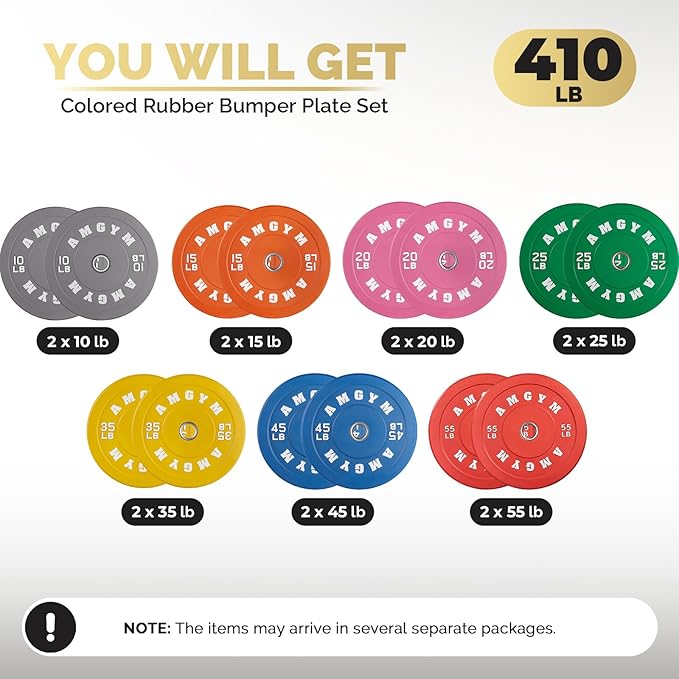 2 Inch Bumper Plates，10-500lbs，Barbell Rubber Olympic Weight Plates Set for Home Gym, Strength Training & Weight Lifting, Multiple Options Colors-StrideForce Fitness