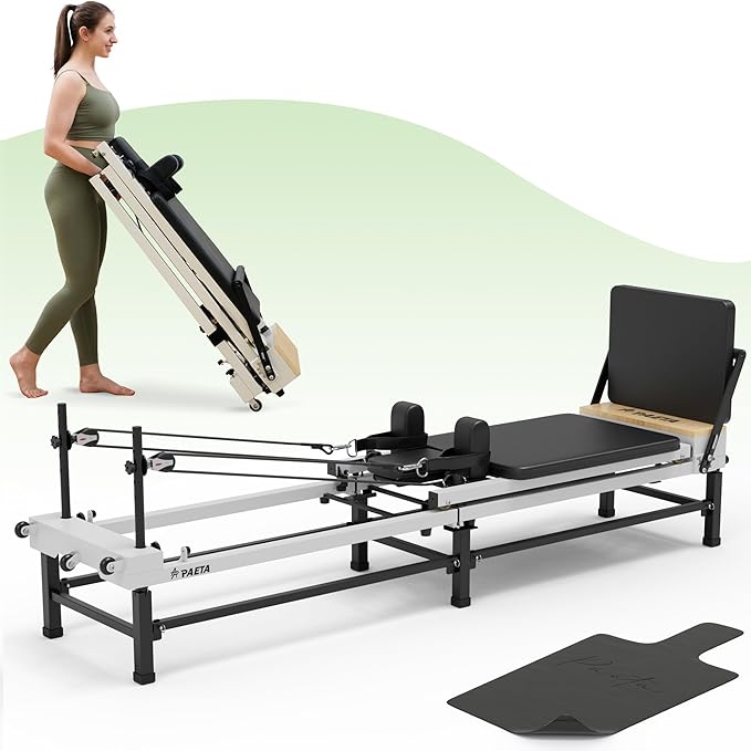 PAETA Pilates Reformer, 91" Foldable Reformer Pilates Machine with Adjustable Reformer Heights, Pilates Equipment with Piano Wire Spings and Jump Boards-StrideForce Fitness