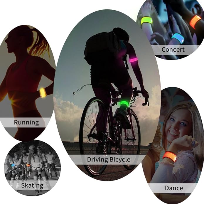 LOBKIN Safety Bracelets, LED Slap Armband Kids Walking at Night Safe LED Light Wrist Light Reflective Belt, Magic Band Running Lights for Runners-StrideForce Fitness