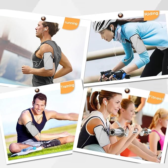 Phone Holder, Small Crossbody Shoulder Holsters Bag with Arm Band, Fits iPhone and Android, Use for Running, Walking, Hiking & Biking (6.7 Inches, Grayish White)-StrideForce Fitness