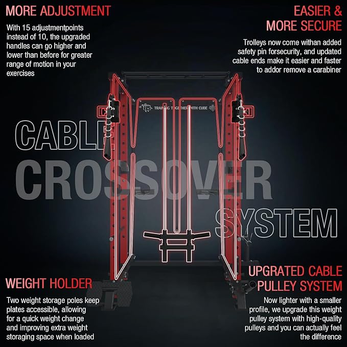 Mikolo Power Cage, 1500lbs Power Rack with LAT PullDown and Cable Crossover System, Squat Rack with Pulley System, Weight Cage for Home Gym with Training Attachments-StrideForce Fitness