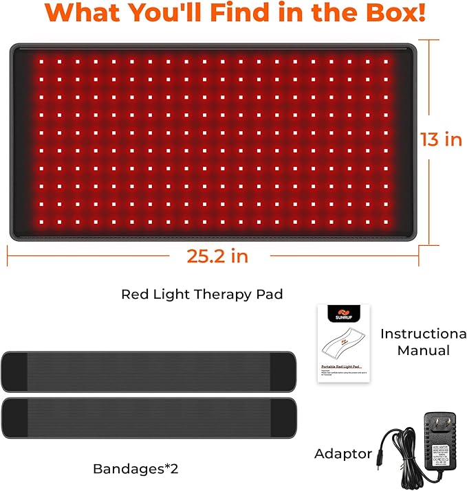 Red Light Therapy for Body, 25.2"x13" Large Light Therapy Pad with Timer, 660&850nm Infrared Light Therapy for Back Waist Shoulder Knee Joint, 10000mAh Cordless Using Home Outdoor, Gift for Women Men-StrideForce Fitness